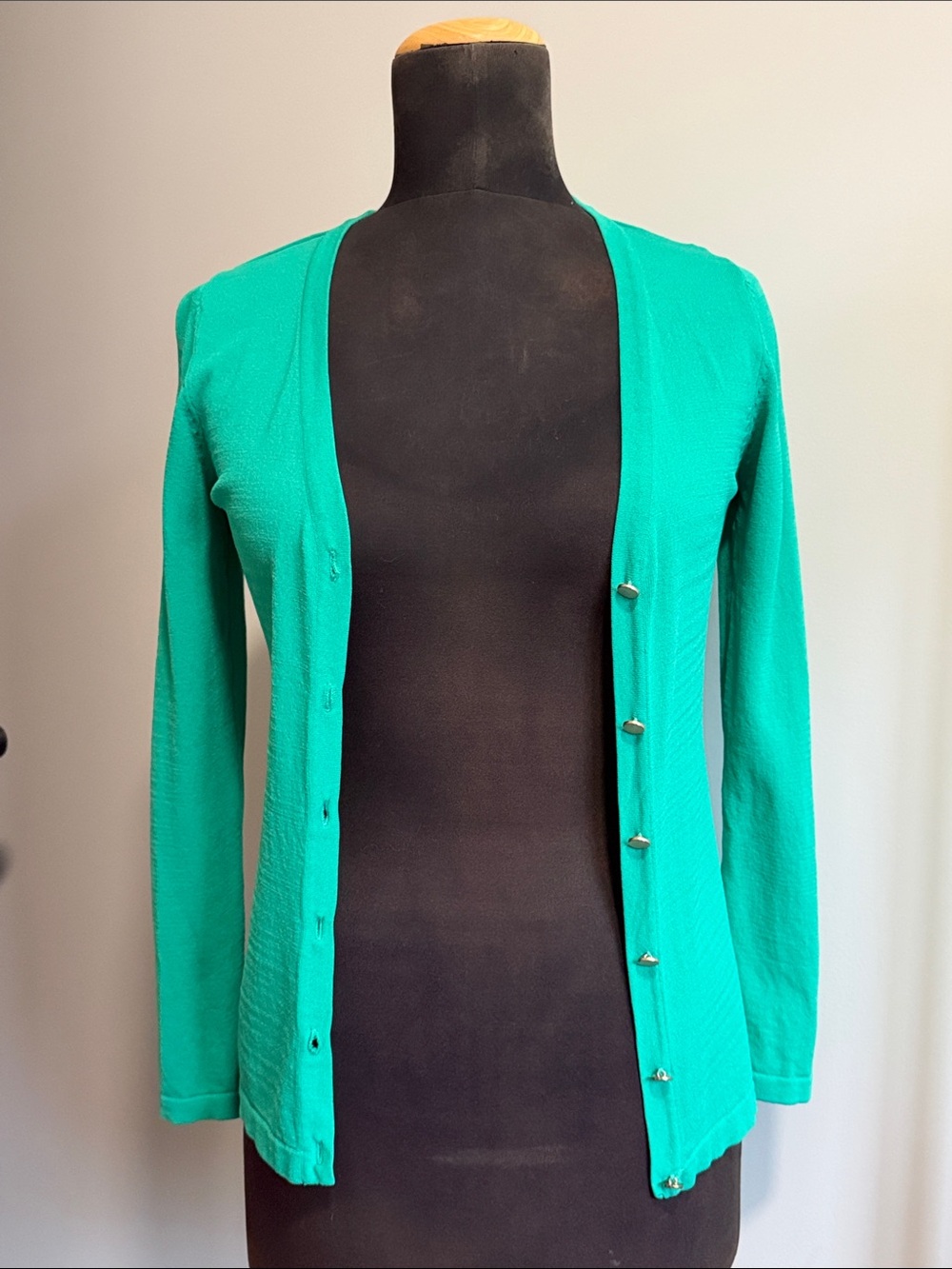 Vintage ‘Jessica’ Green Button-Front Sweater Cardigan